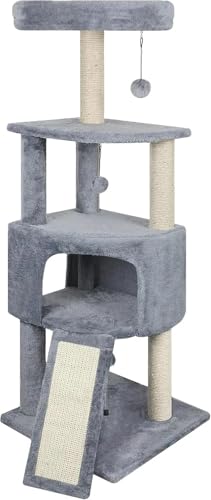 ATUMY möbel für Katzen 45-Zoll-Katzenbaumturm mit großer Katzenwohnung für Hauskatzen, Katzenturm-Aktivitätszentrum, Katzenmöbel mit Kratzbaum und Bett katzenbaum(Gray) von ATUMY