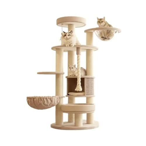 ATUMY möbel für Katzen 65" hoher Kratzbaumturm mit Hängematte, Kratzbaum, Eigentumswohnung, Innenmöbel, große Erwachsene Katzen katzenbaum von ATUMY