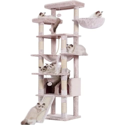 ATUMY möbel für Katzen 78-Zoll-Katzenturm mit Mehreren Ebenen für Hauskatzen, 2 verbreiterte Plüschsitzstangen, Katzenwohnung mit Kratzbrett und großem Kratzbaum katzenbaum(Muchroom) von ATUMY