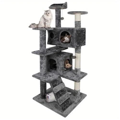 ATUMY möbel für Katzen Activity Center 53" Stabiler Kratzbaumturm Großes Spielhaus Eigentumswohnung für Ausruhen katzenbaum von ATUMY