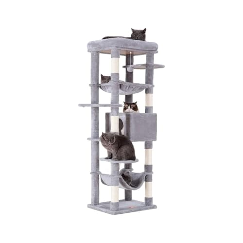 ATUMY möbel für Katzen Große Katzen, 9,9 kg, robust, 170 cm, Katzenturm für Hauskatzen, mehrstöckige Katzenmöbel-Wohnung katzenbaum(Light Gray) von ATUMY