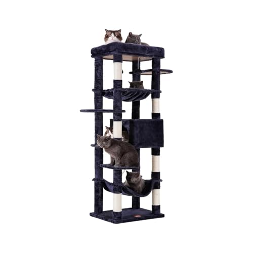 ATUMY möbel für Katzen Große Katzen, 9,9 kg, robust, 170 cm, Katzenturm für Hauskatzen, mehrstöckige Katzenmöbel-Wohnung katzenbaum(Smoky Gray) von ATUMY