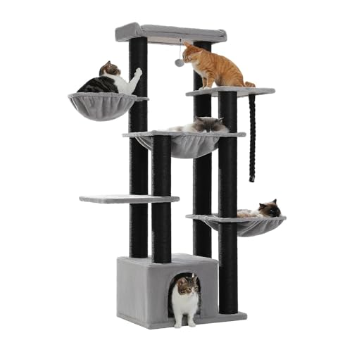 ATUMY möbel für Katzen Großer Kratzbaum für große Katzen. Robuster Katzenturm mit Mehreren Treppen. Katzenhaus-Kletterbaum katzenbaum(AMT0268BK-CN) von ATUMY