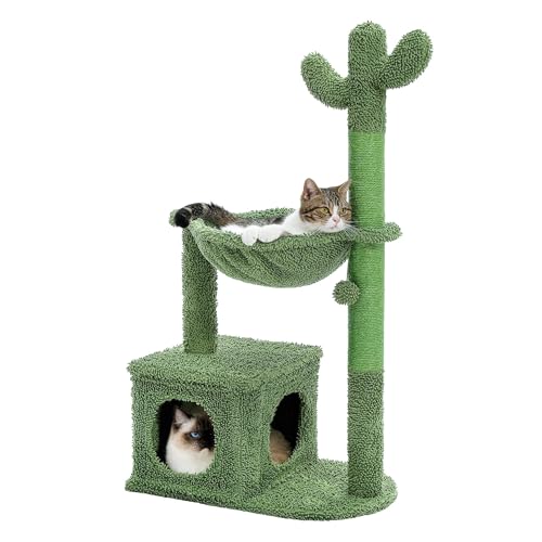 ATUMY möbel für Katzen Kaktus-Katzenbaum mit Lagre Condo, Hängematte, baumelndem Ball, kleinem Katzenturm, Katzenkratzbaum für den Innenbereich katzenbaum von ATUMY