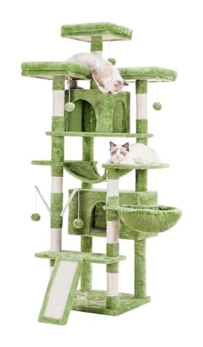 ATUMY möbel für Katzen Katzenbaum, 71 Zoll großer Katzenturm für Hauskatzen, mehrstöckiges Katzenhaus mit 3 gepolsterten Sitzstangen katzenbaum(Green) von ATUMY