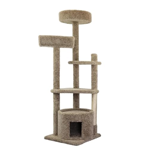 ATUMY möbel für Katzen Katzenturm, Katzenwohnung 64 Zoll aus Massivholz, Teppich in Heimqualität und rein natürlichem, ölfreiem Sisalseil, Katzenbaum katzenbaum von ATUMY