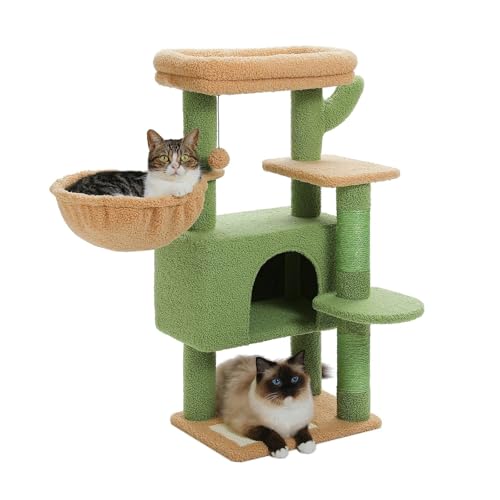 ATUMY möbel für Katzen Katzenturm für Wohnungskatzen mit großer Hängematte, Katzenhaus und Kratzbaum katzenbaum von ATUMY