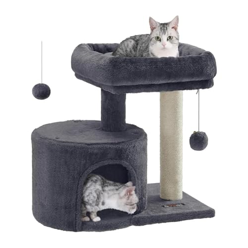 ATUMY möbel für Katzen Katzenturm mit Sisal-überzogenem Kratzbaum, Katzenwohnung mit gepolsterter Sitzstange, für kleine Räume katzenbaum von ATUMY