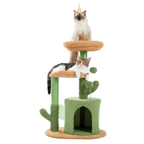 ATUMY möbel für Katzen Kratzbaum, 32 Zoll, Kaktus-Katzenturm mit mit Sisal überzogenem Kratzbaum, gemütlicher Eigentumswohnung, Plüschsitzstangen und Flauschigen Bällen katzenbaum(Cactus Green) von ATUMY