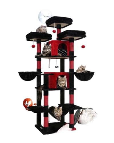 ATUMY möbel für Katzen Kratzbaum, 80-Zoll-Gothic-Katzenturm für Hauskatzen, mehrere Erwachsene Katzen, Halloween-Kratzbaum, großer Katzenturm katzenbaum von ATUMY