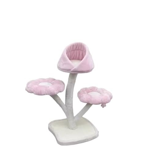 ATUMY möbel für Katzen Kratzbaum, moderner Katzenturm mit Blumenmuster, mehrstufig, All-in-One-Katzenhaus für große Katzen, mit Sisal-Kratzbaum katzenbaum(Pod Type 3 Tier Pink) von ATUMY