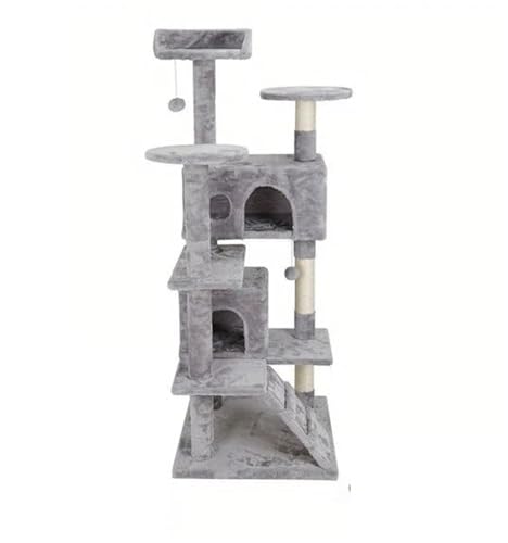 ATUMY möbel für Katzen Kratzbaum 53" Kratzbaum Turm Aktivitätszentrum Spielhaus Eigentumswohnung für Hauskatzen Mehrere Erwachsene Katzen katzenbaum(Gray) von ATUMY