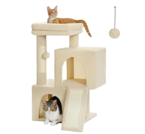 ATUMY möbel für Katzen Kratzbaum-Möbel, Turm, Kletteraktivität, Baumkratzer, Spielhaus, Kitty-Turm-Möbel, Haustierspielhaus katzenbaum(A5Beige) von ATUMY