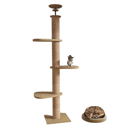 ATUMY möbel für Katzen Kratzbaum vom Boden bis zur Decke für große Katzen, multifunktionaler Turm, weiche Flanell-Hängematte, Sisalbett, hölzerner Katzenkratzer katzenbaum(1.8m) von ATUMY