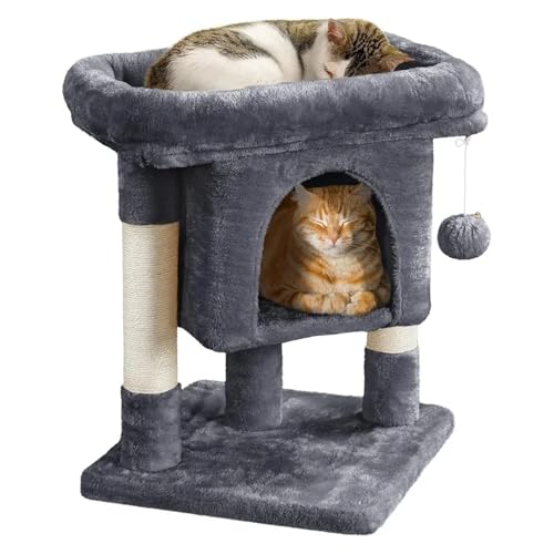 ATUMY möbel für Katzen Kratzbaumturm, Katzenwohnung mit mit Sisal überzogenen Kratzbäumen, Katzenhaus-Aktivitätscenter-Möbel für Kätzchen katzenbaum(Dark Gray-16x23.5in) von ATUMY