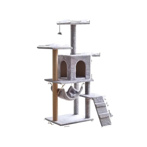 ATUMY möbel für Katzen Kratzbaumturm, Kratzbaum, Katzenbaumhaus, Baumhaus, Eigentumswohnung, Pappe, Haustierzubehör, Katzenmöbel katzenbaum(125CM Grey) von ATUMY