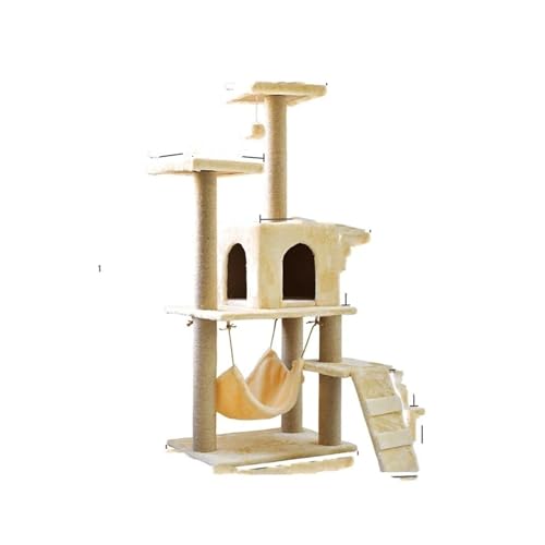 ATUMY möbel für Katzen Kratzbaumturm, Kratzbaum, Katzenbaumhaus, Baumhaus, Eigentumswohnung, Pappe, Haustierzubehör, Katzenmöbel katzenbaum(140CM Yellow) von ATUMY