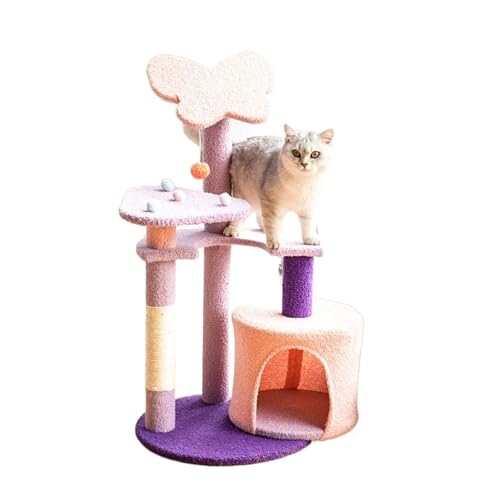 ATUMY möbel für Katzen Kratzbaumturm, kletternde Katzenregale, schleifende Katzenpfoten, Katzenkratzbaum, lila, Spielplatz für Katzen katzenbaum(80CM) von ATUMY