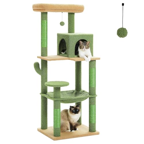 ATUMY möbel für Katzen Mehrstufiger Kratzbaum mit Kratzbaum, Katzenturm mit Eigentumswohnungshaus, Katzenkratzer für den Innenbereich katzenbaum(Green-L) von ATUMY