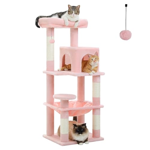 ATUMY möbel für Katzen Mehrstufiger Kratzbaum mit Kratzbaum, Katzenturm mit Eigentumswohnungshaus, Katzenkratzer für den Innenbereich katzenbaum(Pink-M) von ATUMY