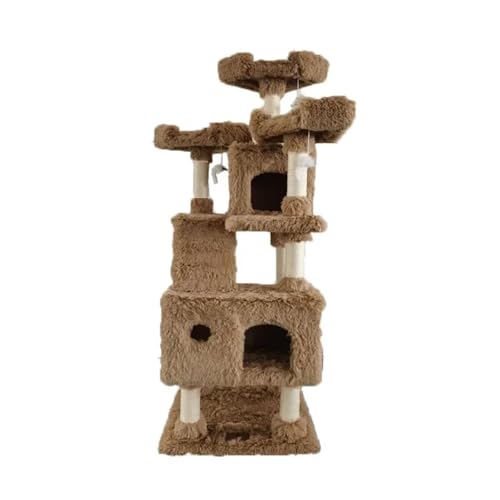 ATUMY möbel für Katzen Plüsch-Rundbett-Fleecestoff für Kratzbaumturm 170 cm hohe Kratzbäume katzenbaum(Brown) von ATUMY