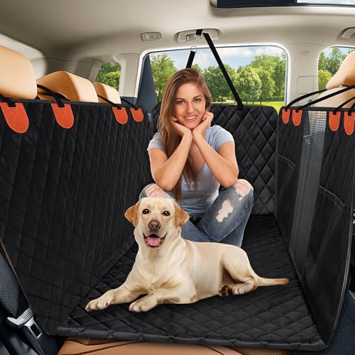 ATsense Hundedecke Auto Rückbank, Breitere Version Hundesitz mit Seitenschutz und Sichtfenster, rutschfest Wasserdicht Kratzfest Kofferraum Schutzmatte für Alle Auto SUV, 128 x 62 cm von ATsense