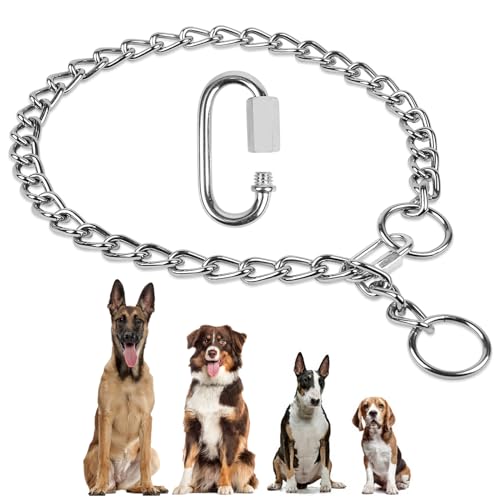 AUAUY Kettenwürger mit Zugstop zum Hundetraining, Hundehalsband Hundekette aus Edelstahl, Verstellbare Hunde Halsband mit Verbindungsverschluss, Hundehalskette mit Zugbegrenzung(L: 60 cm, Ø 3,5 mm) von AUAUY