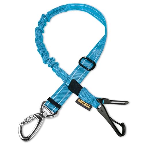 AUBELL Anschnallgurt Hund Auto,Einstellbar Haustier Auto sicherheitsgurt für Hunde, Bungee Hunde Anschnallgurt Geschirr Tether mit Clip Haken-Verschluss & Schnalle, Swivel Karabiner,Blau von AUBELL