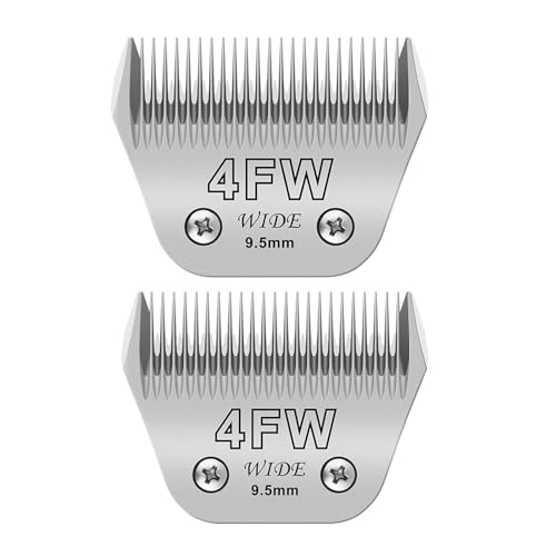 4FW breite Klingen für Hundepflegeklingen, kompatibel mit Andis, Oster A5, Wahl km10 Hundeschermaschinen, Größe #4FW, 9,5 mm Schnittlänge (2 Stück #4FW) von AUDOC