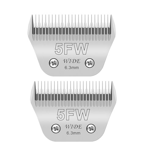 5FW breite Klingen für Hundepflegeklingen, kompatibel mit Andis, Oster A5, Wahl km10 Hundeschermaschinen, Größe #5FW, 6,3 mm Schnittlänge (2 Stück #5FW) von AUDOC