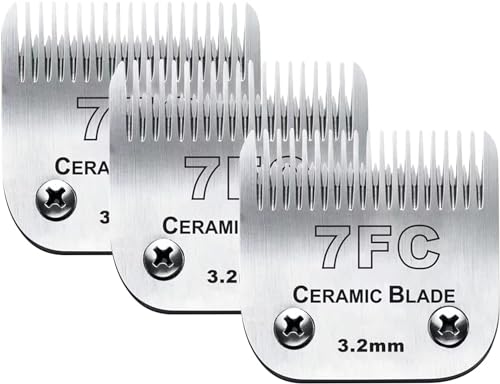 7FC Ersatzklingen für Hundepflege, kompatibel mit Andis-Hundeschermaschine, Keramikklinge und Edelstahlklinge, 3 Stück von AUDOC