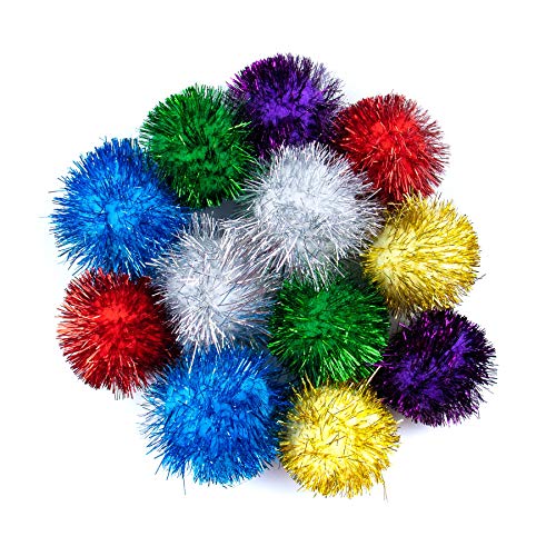 AUEAR, Lametta-Pompons, interaktive Katzenbälle für Kätzchen, 5,1 cm, 6 Farben, 12 Stück von AUEAR