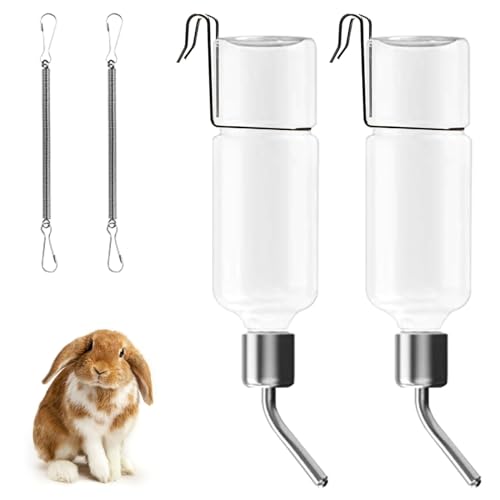 2 Stück Trinkflasche Kaninchen, Abreuvoirs Bouteilles Animaux, 350ml Small Animal Drinking Bottle, für Nagetiere, Kaninchen, Hamster, Zwergkaninchen und Meerschweinchen von AUEJACKY