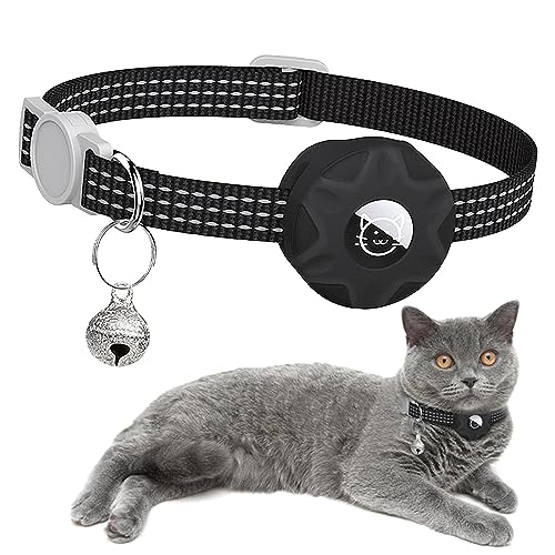 Airtag katzenhalsband, AUHOU Reflektierend Katzenhalsband mit Glöckchen,Verstellbar Halsband Katze Kitten, Katzenhalsband für AirTag mit abbrechbarer Sicherheitsschnalle für Kätzchen Welpen von AUHOU