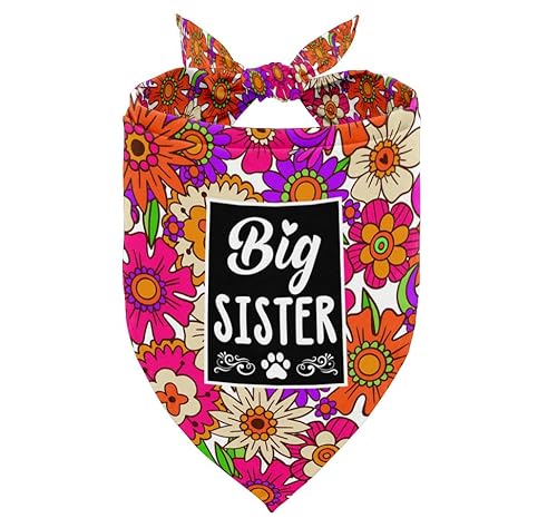 Hundehalstuch, Big Sister Dog Bandana, Hundeschal Blumendruck, Hundeschal Zubehör, Hundehalstuch, Haustier-Schal, Haustier-Schal, Geschlechtsoffenbarungszubehör, Blumen-Haustier-Schal, Hunde-Bandana, von AUII JO DESIGN