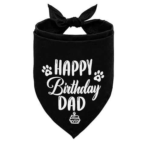 Hund Bandana, Happy Birthday Dad Hund Bandana, Hund Schal Klassisch Schwarz Druck, Hund Schal Zubehör, Hund Bandana Haustier Schal, Haustier Schal Zubehör, Hund Bandana Geschenk für Papa Geburtstag von AUII JO DESIGN