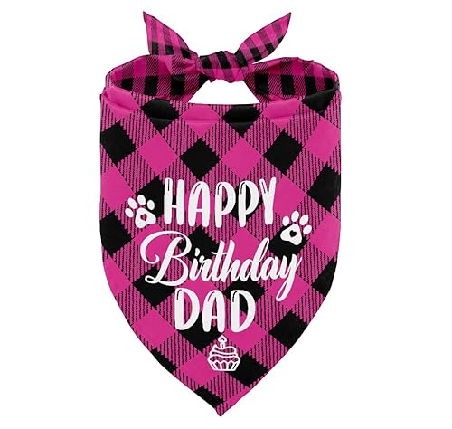 Hundehalstuch, Happy Birthday Dad Hundehalstuch, klassischer Karomuster, Hundeschal Zubehör, Hundehalstuch, Haustierschal, Haustierschal, Zubehör, Hunde-Bandana, Geschenk für Papa-Geburtstagsparty von AUII JO DESIGN