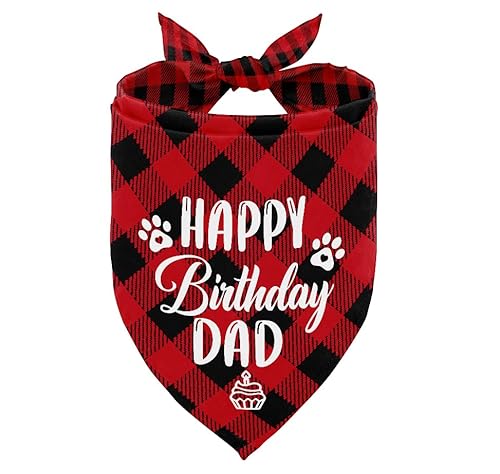 Hund Bandana, Happy Birthday Dad Hund Bandana, Hund Schal Klassischer Plaid Druck, Hund Schal Zubehör, Hund Bandana Haustier Schal, Haustier Schal Zubehör, Hund Bandana Geschenk für Papa Geburtstag von AUII JO DESIGN