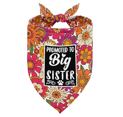 Hund Bandana, Promoted to Big Sister Hund Bandana, Hund Schal Blume Drucken, Hund Schal Zubehör, Hund Bandana Haustier Schal, Haustier Schal Gender Reveal Zubehör, Floral Pet Schal, Hund Bandana von AUII JO DESIGN