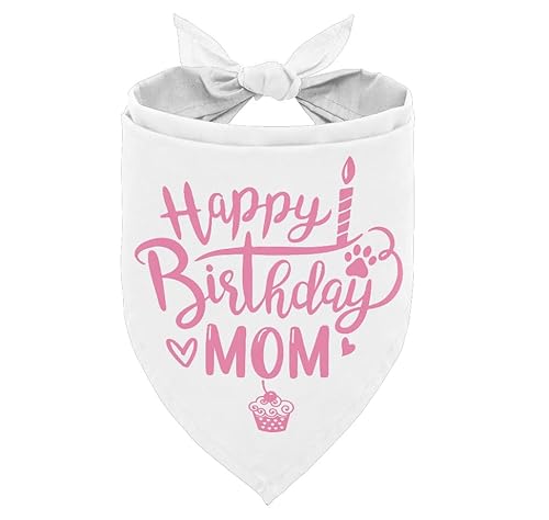 Hundehalstuch, Happy Birthday Mom, Hundehalstuch, klassischer weißer Druck, Hundeschal-Zubehör, Hundehalstuch, Haustierschal, Haustierschal, Zubehör, Hunde-Bandana, Geschenk für Mutter, von AUII JO DESIGN