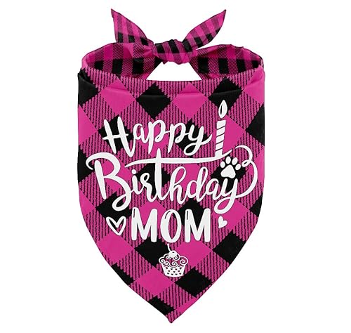 Hundehalstuch, Happy Birthday Mom Hund Bandana, Hundeschal Klassischer Plaid Druck, Hund Schal Zubehör, Hund Bandana Haustier Schal, Haustier Schal Zubehör, Hund Bandana Geschenk für Mama Geburtstag von AUII JO DESIGN