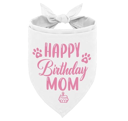 Hundehalstuch, Happy Birthday Mom Hund Bandana, Hundeschal Klassischer weißer Druck, Hund Schal Zubehör, Hund Bandana Haustier Schal, Haustier Schal Zubehör, Hund Bandana Geschenk für Mama Geburtstag von AUII JO DESIGN