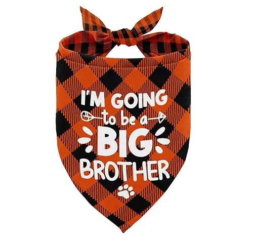 Hundehalstuch, I Am Going to Be A Big Brother Hund Bandana, Hundeschal Plaid Druck, Hund Schal Zubehör, Hund Bandana Haustier Schal, Haustier Plaid Schal Gender Reveal Zubehör, Hund Bandana Geschenk von AUII JO DESIGN