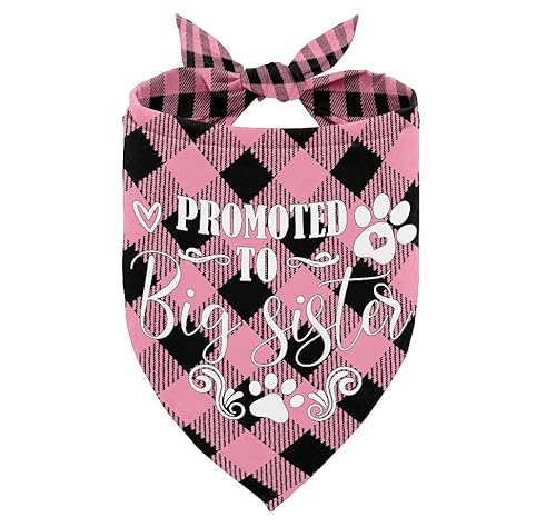 Hundehalstuch, Promoted to Big Sister, Hundehalstuch, klassischer Karomuster, Hundeschal, Zubehör, Hundehalstuch, Haustier-Schal, Haustier-Schal, Geschlechtsoffenbarungszubehör, Hunde-Bandana, von AUII JO DESIGN