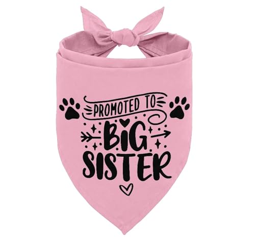 Hundehalstuch, Promoted to Big Sister Hund Bandana, Hundeschal Klassischer Rosa Druck, Hund Schal Zubehör, Hund Bandana Haustier Schal, Haustier Rosa Schal Gender Reveal Zubehör, Hund Bandana Geschenk von AUII JO DESIGN