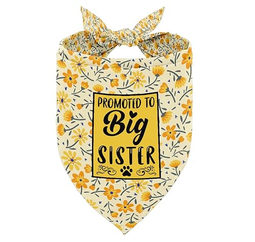 Spring Daisy Hund Bandana, Promoted to Big Sister Hund Bandana, Hund Schal Daisy Printing, Hund Schal Zubehör, Hund Bandana Haustier Schal, Haustier Gelb Schal Geschlecht Reveal Zubehör, Hund Bandana von AUII JO DESIGN