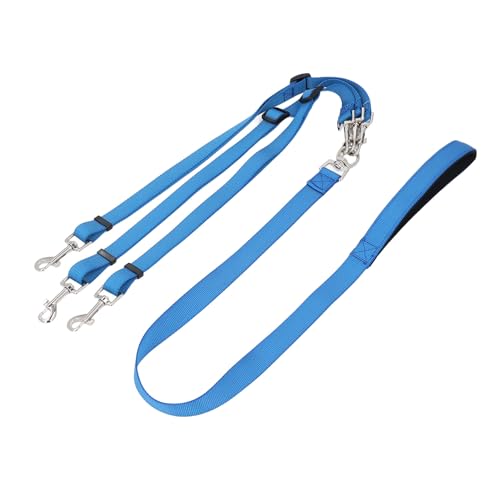 AUINWORLD 3-Wege-Hundeleine, Mehrzweck-Hundeleine aus verdicktem Nylon, abnehmbare, verstellbare Nylon-Hundekupplungsleine mit gepolstertem Griff für das Gehtraining (Blau) von AUINWORLD