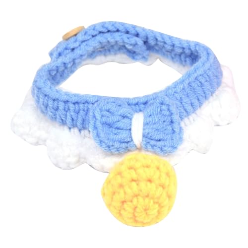 AUINWORLD Strickendes Katzenhalsband mit Glöckchen, Fliege, Dekoration, Kätzchen-Lätzchen-Zubehör, niedliches Haustier-Halsband für kleine Katzen und Hunde (XS (15–20 cm/5,9–7,9 Zoll)) von AUINWORLD