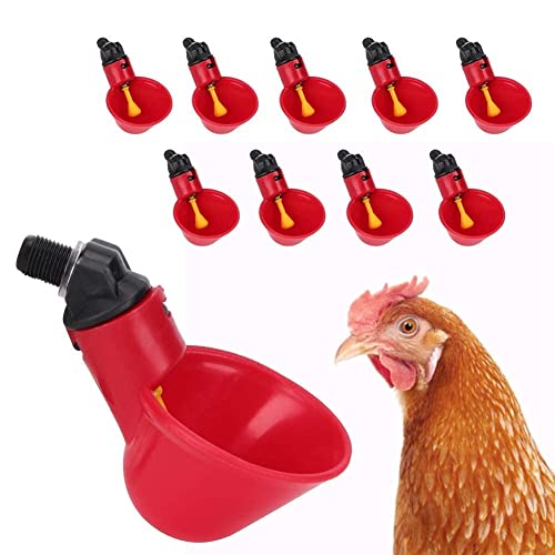 AUNMAS Automatische Kunststoff Chicken Drinker Cups,Geflügel Wasserschüssel 10 Stücke Huhn Automatische Trinker Waterer Trinkwasser Werkzeugkäfig Zubehör für Wachteln von AUNMAS