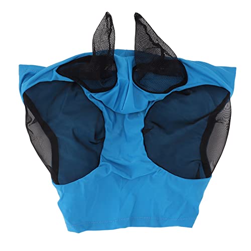 AUNMAS Ergonomische Pferde-Fliegenmaske aus Gestricktem Mesh mit Ohren, Schutz, Atmungsaktiv, Rundum Stabil, Stabiles Reiten auf Dem Trail (Blue) von AUNMAS